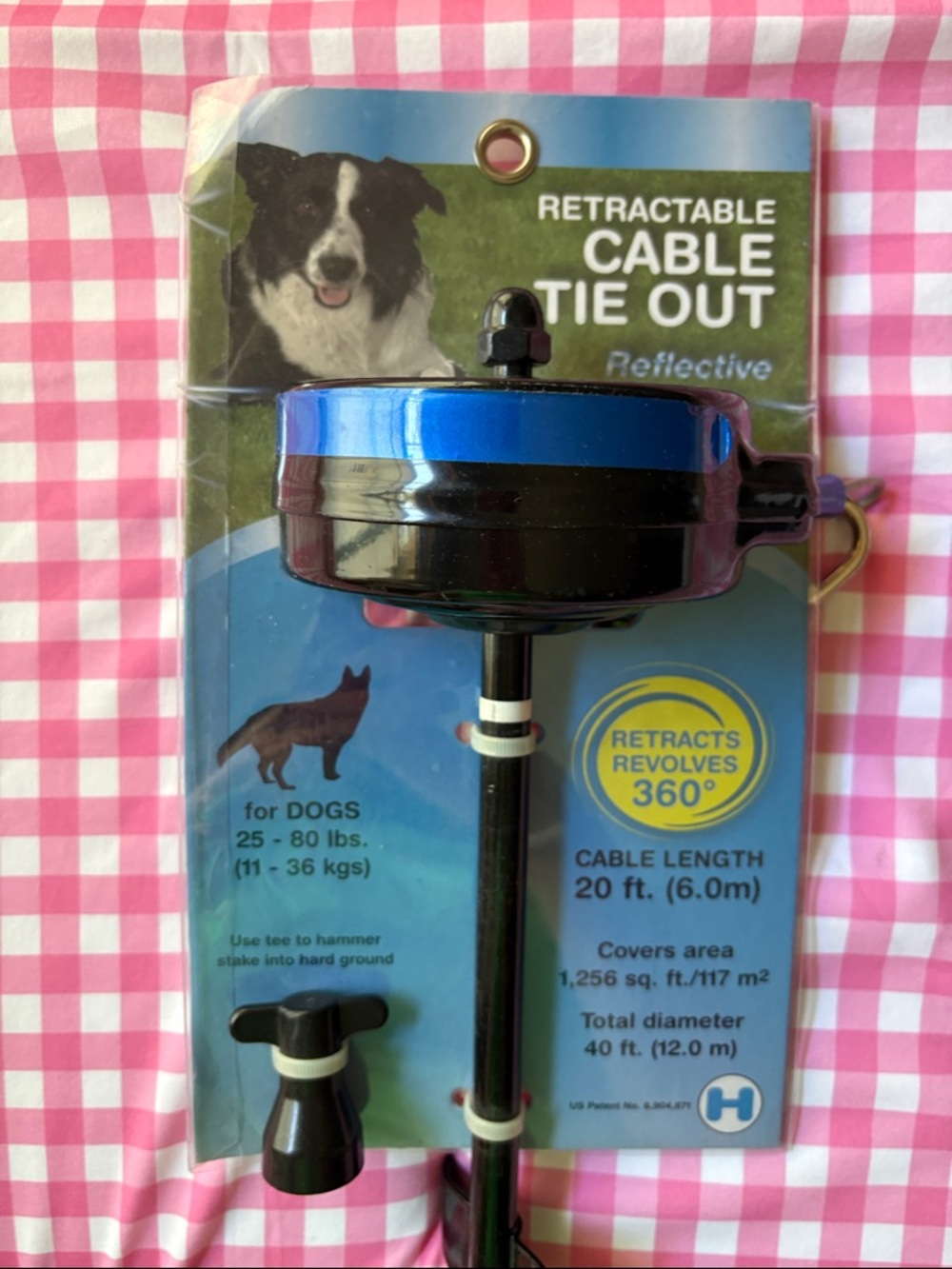 Retractable Cable Tie Out - Blue and Black
